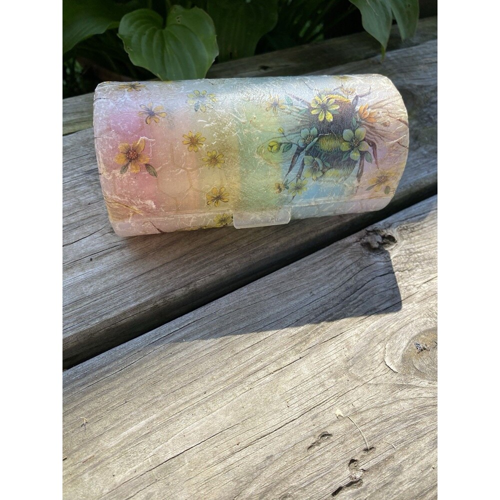 Weekly Pill Box Organizer 7-Day AM/PM Handmade Decoupage Bee Motif Textured